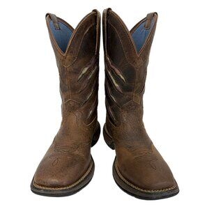 Shyanne Women’s 6.5 Xero Gravity Flag Western Boot Brown Leather Cowgirl Boots